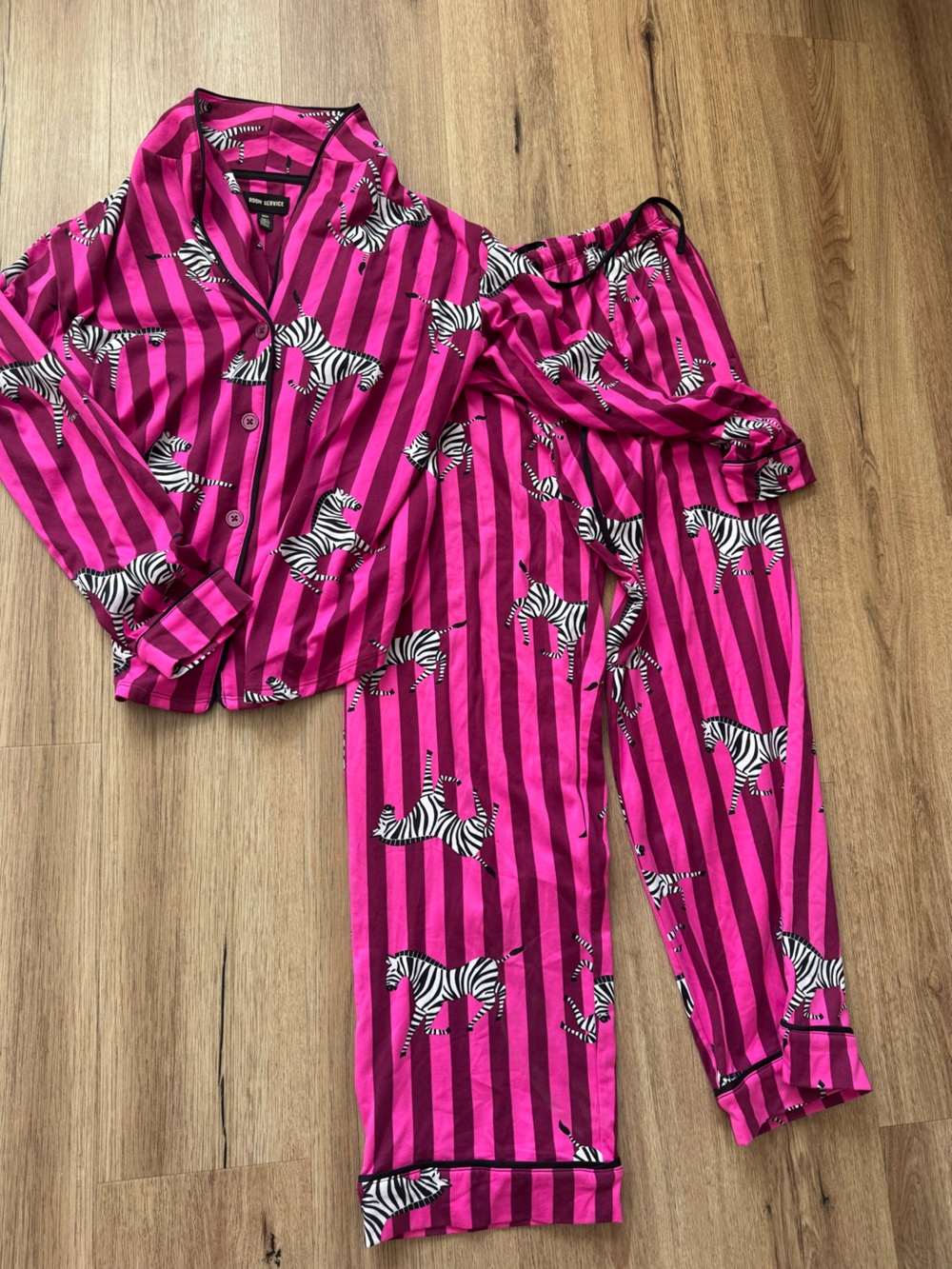 Women's Pink Zebra Stripe Pajama Set